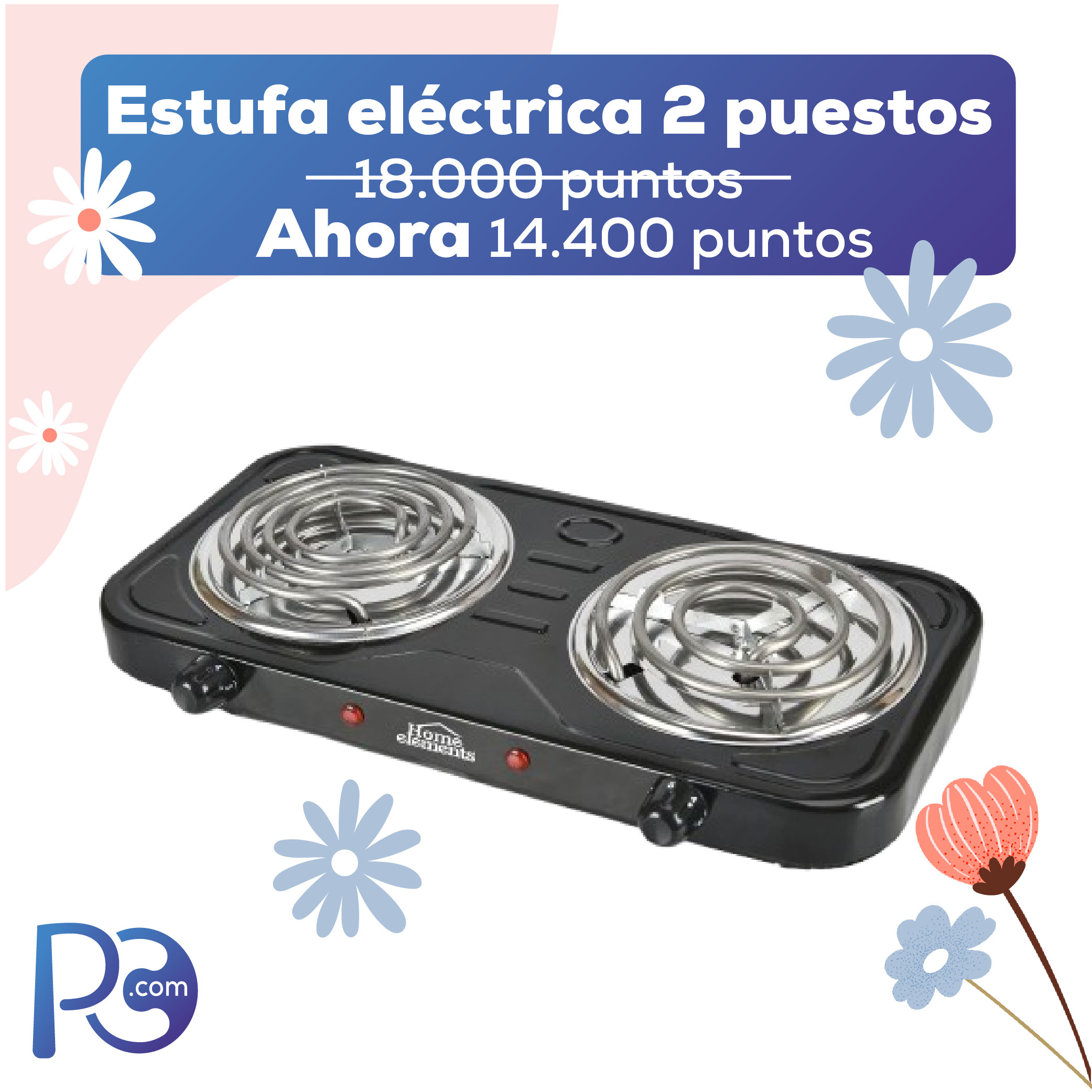 Estufa eléctrica 2 puestos